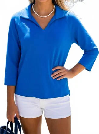 Tribal Techno Lux 3/4 Sleeve Polo In Blue