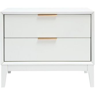 Miliboo Comodino bianco opaco e metallo dorato con vani L60 cm giana