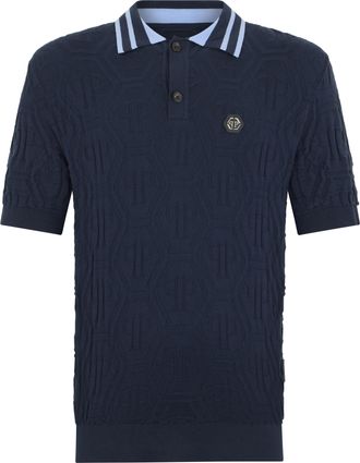 Philipp Plein Knitted Polo T-Shirt Jacquard Monogram
