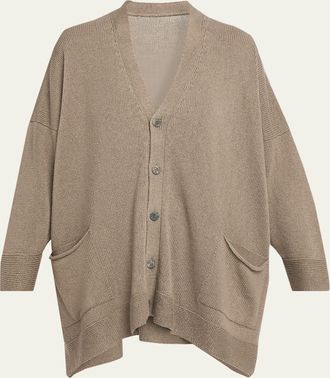Eskandar Linen-Cotton V-Neck Cardigan - Long Length