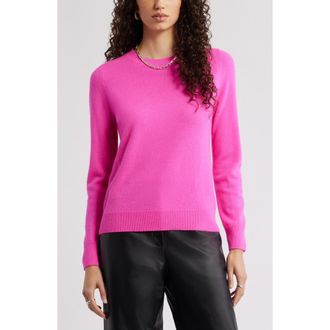 Nordstrom Cashmere Crewneck Sweater in Pink Neon at Nordstrom Rack, Size X-Large