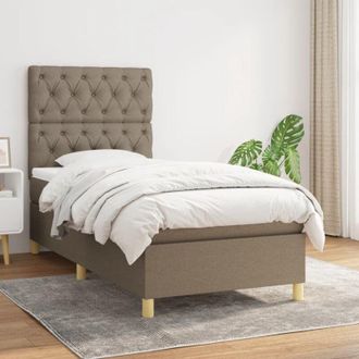 vidaXL Cama Box Spring Con Colch&oacute;n Tela Gris Taupe 80x200 Cm Vidaxl