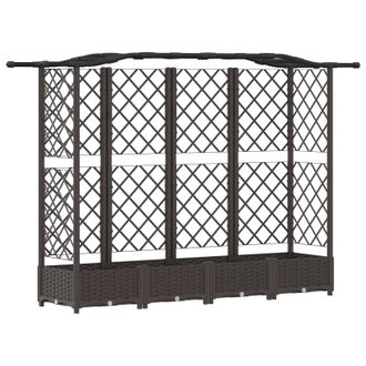 vidaXL Cama Elevada Con Trellis Y Techo Marr&oacute;n 203,5 X 40 X 125 Cm Pp Vidaxl