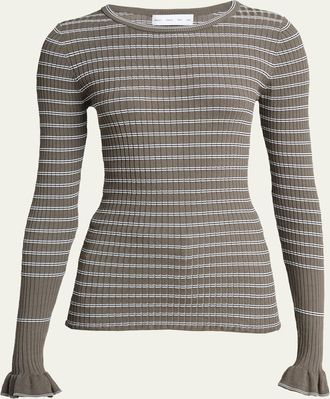 Proenza Schouler Yasmine Stripe Rib-Knit Sweater