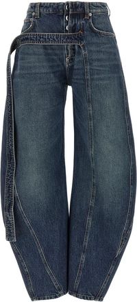 Jean Paul Gaultier Jeans, Dames, Blauw, W24, Denim, The Blue Denim Strap Jeans