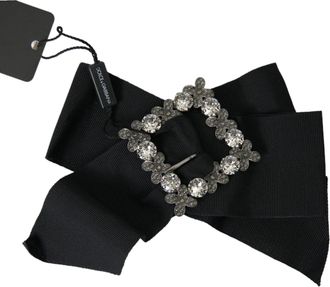 Dolce & Gabbana Zwarte Swarovski Kristal Haarspeld met Versieringen