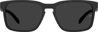 Under Armour 57mm Rectangular Sunglasses in Matte Black/Grey at Nordstrom