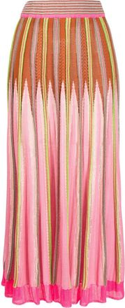 Forte_Forte zigzag-knit midi skirt - women - Cotton/Viscose/Acrylic/Polyester/Metallized Polyester - I - Orange