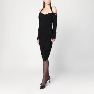 The Attico Black midi dress in viscose cr&ecirc;pe