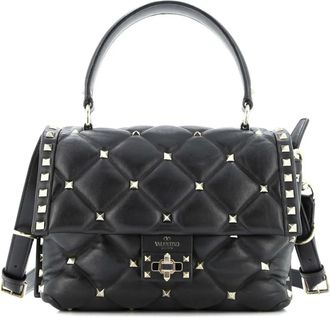 Valentino Garavani Candystud Top Handle Bag Leather Medium shoulder bag - Zwart