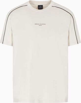 A|X Armani Exchange Mens Short Sleeve Round Collar Front Logo T-Shirt, Wind Chime, L