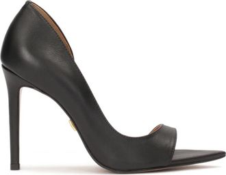Kazar Zwarte peep toe pumps met puntige neus - Dames - Pumps - Zwart - 36 EU - Leer - Schoenen