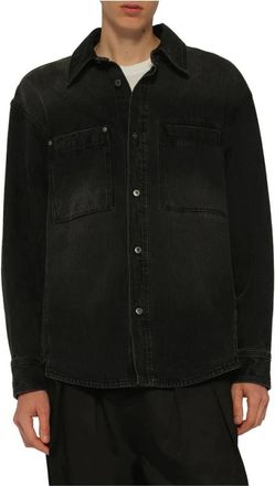 Wooyoungmi Wooyoungmi, Overhemden, Heren, Grijs, S, Denim, Back Logo Denim Shirt