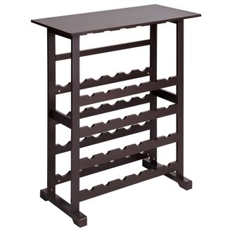 Beliani Beliani - Botellero Para Vino Elegante Cl&aacute;sico De Mdf Para Botellas Y Copas Marr&oacute;n Oscuro Rowley