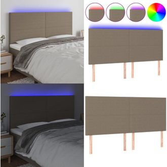 vidaXL Testiera a LED Tortora 180x5x118/128 cm in Tessuto - Testiera per letto - Luci LED per letto