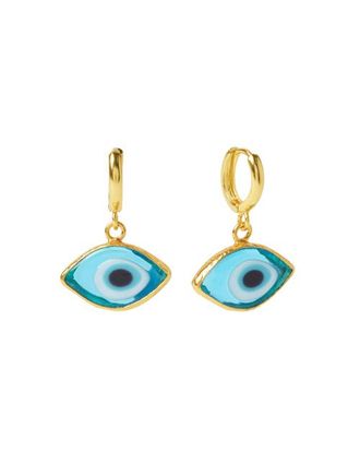 Ottoman Hands Bronte Glass Evil Eye Huggie Earrings in Gold at Nordstrom