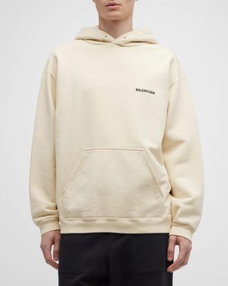 Balenciaga Mens Embroidered-Logo Hoodie