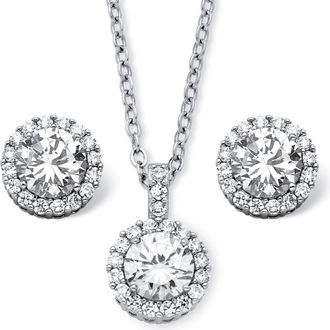 Palm Beach Jewelry 4.30 TCW Birthstone CZ Silvertone Jewelry Set