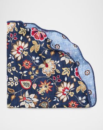 Edward Armah Men & apos;s Reversible Floral to Geometric Silk Pocket Circle