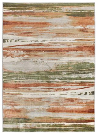 Atticgo Alfombra de viscosa geom&eacute;trica beige/caldera/verde 200x290 cm