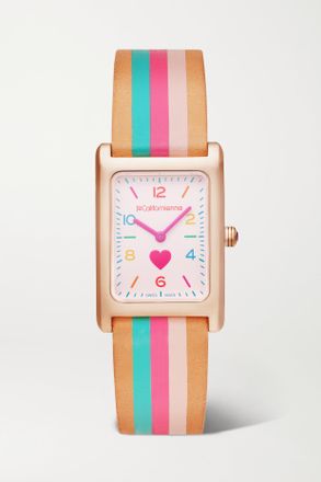 La Californienne Orologio 24 Mm Con Finitura Oro Rosa E Cinturino In Pelle A Righe Daybreak