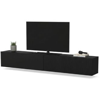 Dmora Mobile Porta tv Sindia, un Ripiano, Modulabile, Apertura a Ribalta, 200x29.8x30.5h cm Nero Antracite
