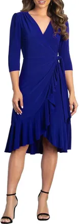 Kiyonna Whimsy Midi Wrap Dress in Cobalt Blue at Nordstrom, Size X-Large