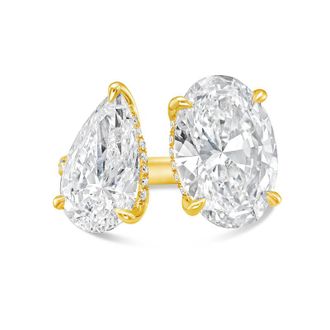 Diana M. Jewels 14KT YELLOW GOLD 2 STONE LAB GROWN DIAMOND FASHION RING WEIGHING 4.00 CTS TW