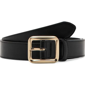 Mango Square Buckle Belt in Black at Nordstrom, Size Medium