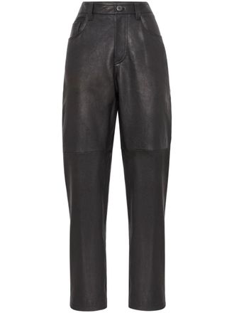 Brunello Cucinelli Leren broek - Zwart