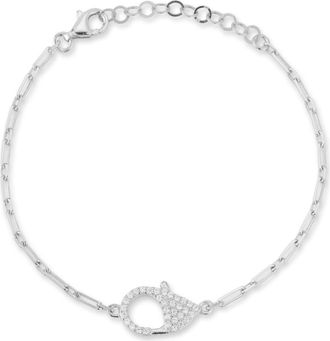 Sphera Milano Pav&eacute; Cubic Zirconia Clasp Chain Bracelet in Silver at Nordstrom Rack