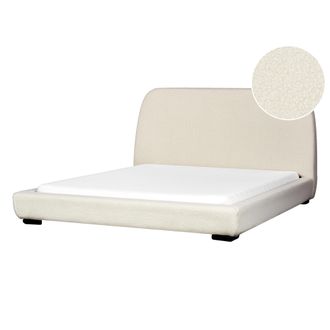 Beliani Beliani - Cama De Agua Con Somier Cl&aacute;sica Con Cabecero Tapizado De Boucl&eacute; Beige Claro 160 X 200 Cm Roisel