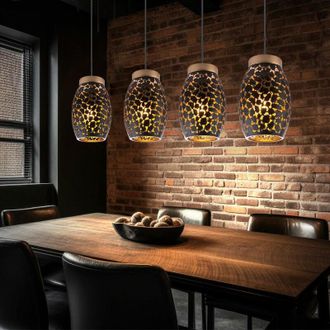 Globo Lighting Lampada a sospensione lampada a sospensione tavolo da pranzo 4 fiamme lampada da sala da pranzo lampada a sospensione, orientale, metallo fantasia