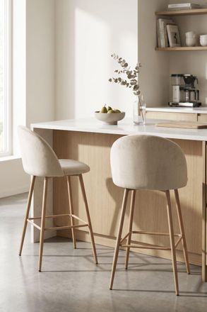 Regalos Miguel Taburetes Cocina - Taburete Vint Terciopelo - Beige