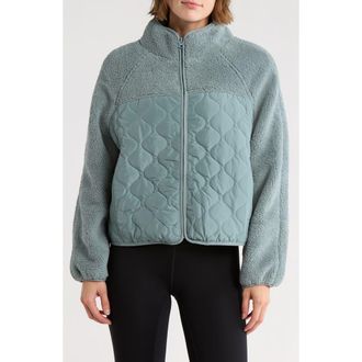 Zella Faux Shearling Mixed Media Jacket in Grey Thunder at Nordstrom Rack, Size X-Large