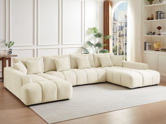 Vente-Unique Grande divano angolare in Tessuto Beige - BERENIA