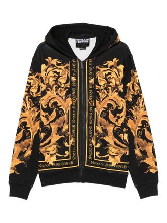 Versace Jeans Couture baroque-print zip-up hoodie - Black