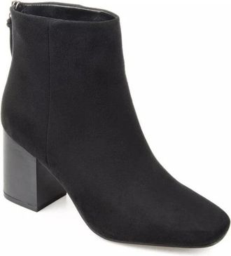 Journee Collection Journee Audrina Bootie Black Zipper Square Toe Block Heel HAWK410