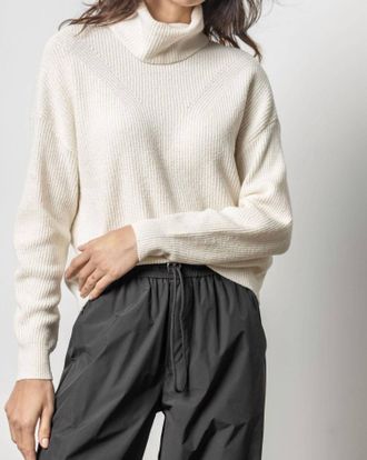 Lilla P Relaxed Rib Turtleneck Sweater In Off White