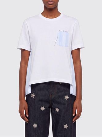 Marni T-shirts in cotone con pannello a righe