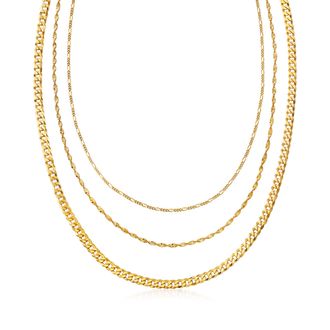 Ross-Simons Italian 18kt Gold Over Sterling Multi-Link Layered Necklace