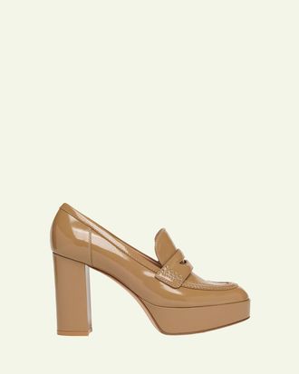 Gianvito Rossi 70mm Patent Platform Penny Loafers