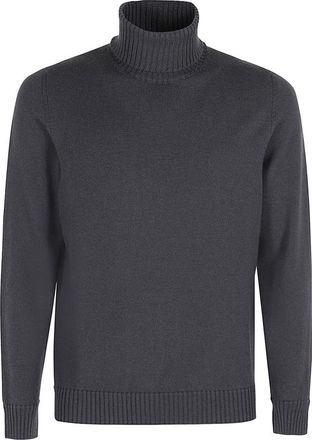 Drumohr Merino Wol Double Knit Trui - Heren - Coltruien - Grijs - 3XL - Wol - Truien & Vesten