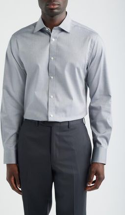 Hickey Freeman Modern Fit Pima Cotton Dress Shirt in Light Grey at Nordstrom, Size 15.5 - 32