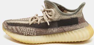 adidas Boost 350 V2 Zyon Size 39 1/3 Beige/Brown Knit Fabric Low Top Sneakers