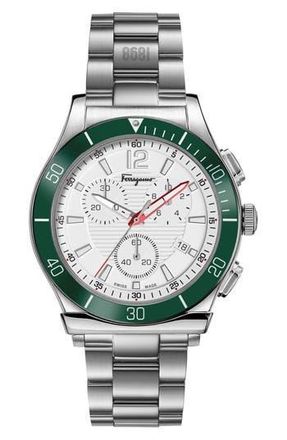 Ferragamo 1898 Sport Chronograph Bracelet Watch, 44mm in Stainless Steel at Nordstrom Rack
