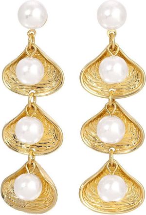 Eyecandy LA Eye Candy La Alice Shell Tier Drop Earrings