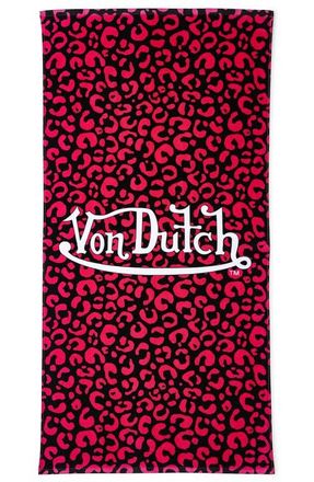 Von Dutch Iconic Y2K 100% Cotton 30x60 Beach Towel | Hot Pink Cheetah at Nordstrom