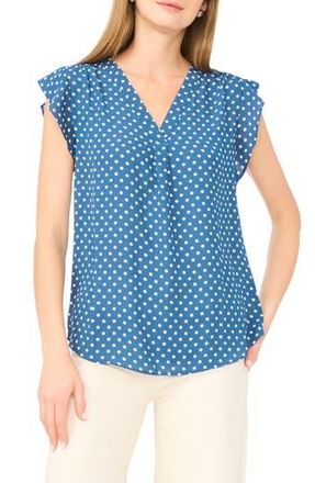 Vince Camuto Flutter Sleeve Top in Denim White at Nordstrom Rack, Size X-Large