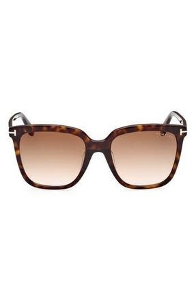 Tom Ford 55mm Butterfly Sunglasses in Dark Havana /Gradient Brown at Nordstrom Rack